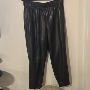 Avec Les Filles Black Faux Leather Pants